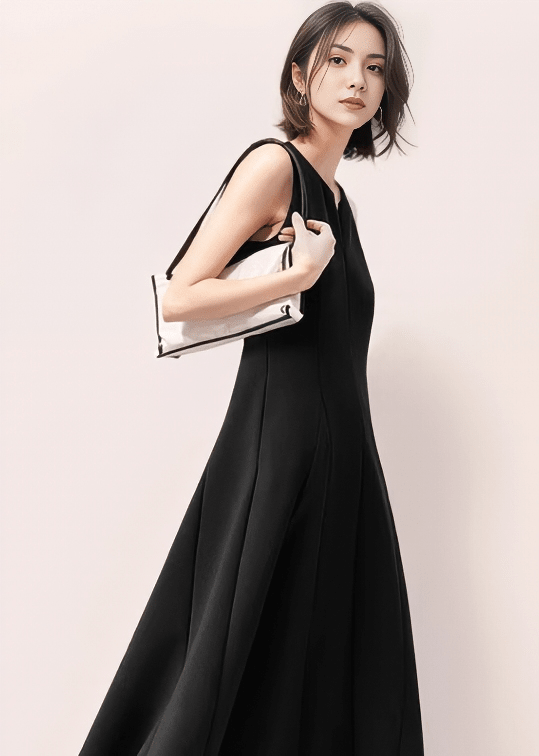 スリットネックパネルラインフレアドレス - Vera Lumina