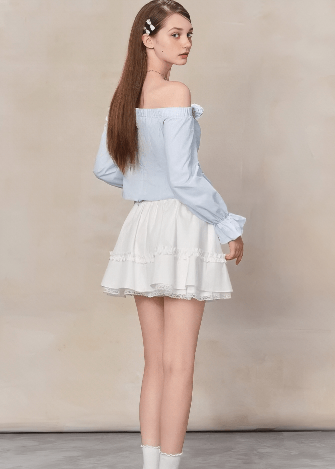 ローズモチーフオフショルダーペプラムブラウス - Vera Lumina