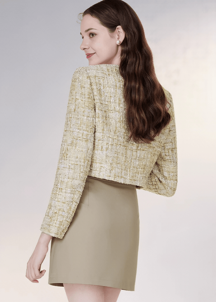 パールボタンツイードノーカラージャケット - Vera Lumina