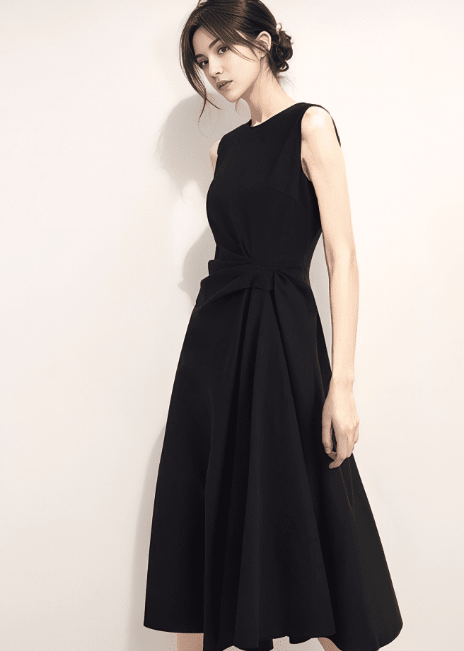 サイドツイストドレープフレアワンピース - Vera Lumina