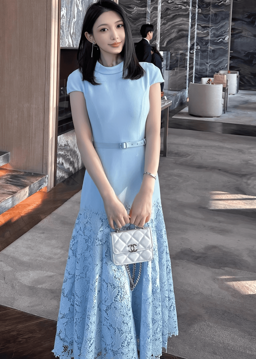 ベルトマークレースマーメイドドレス - Vera Lumina