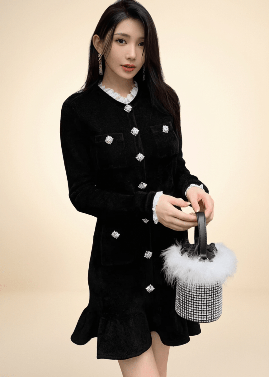 ビジューベルトフリルヘムラインドレス - Vera Lumina