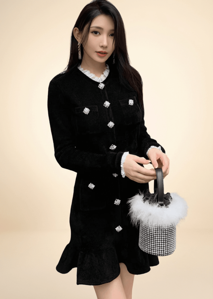 ビジューベルトフリルヘムラインドレス - Vera Lumina