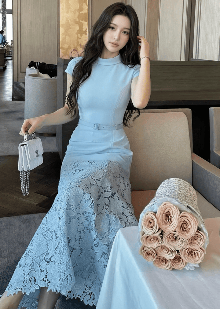 ベルトマークレースマーメイドドレス - Vera Lumina