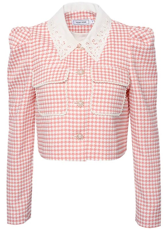 puff sleeve grid short jacket - Vera Lumina