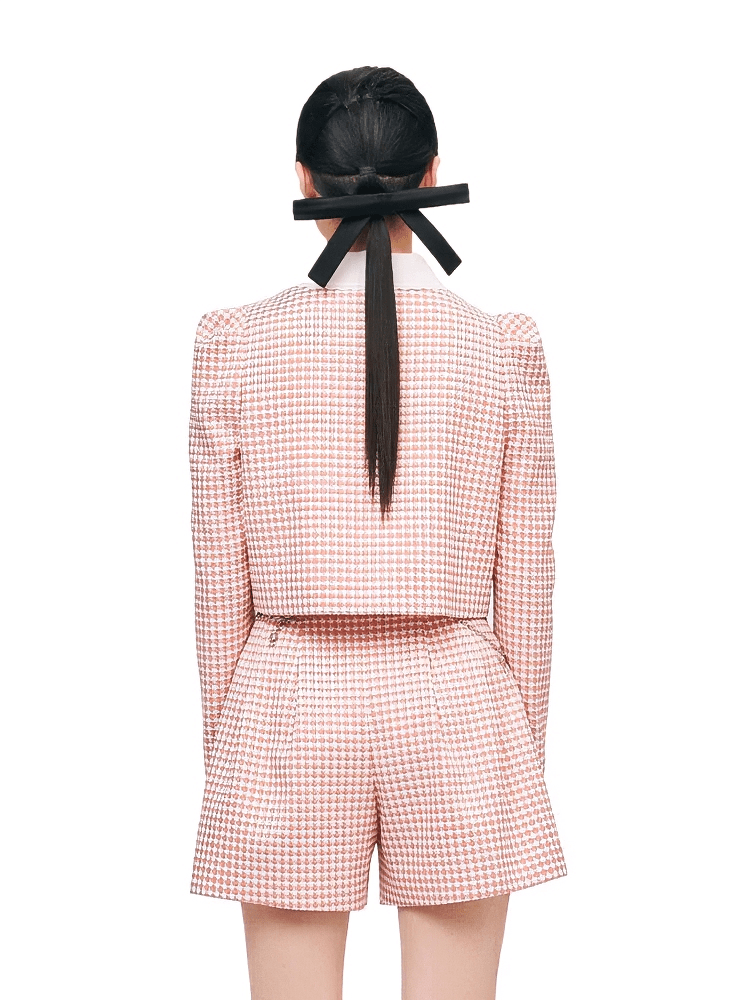 puff sleeve grid short jacket - Vera Lumina