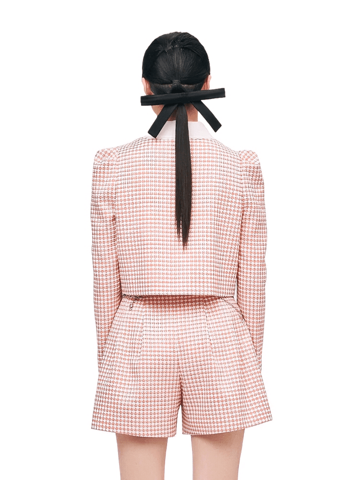 puff sleeve grid short jacket - Vera Lumina