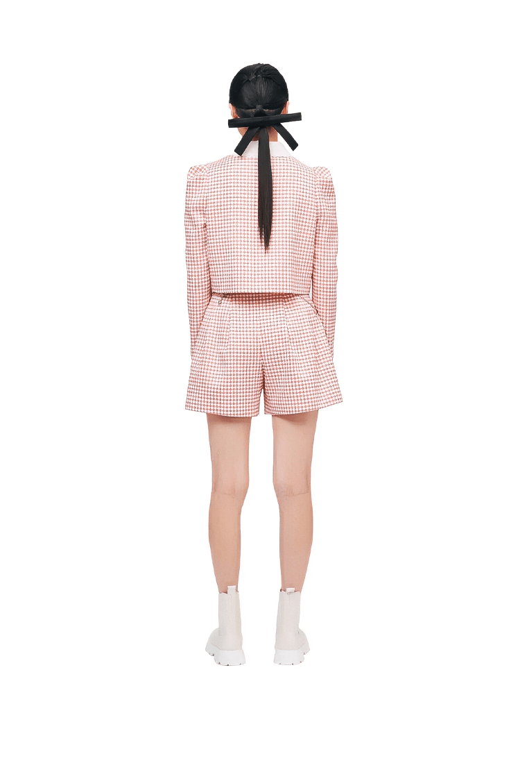 puff sleeve grid short jacket - Vera Lumina