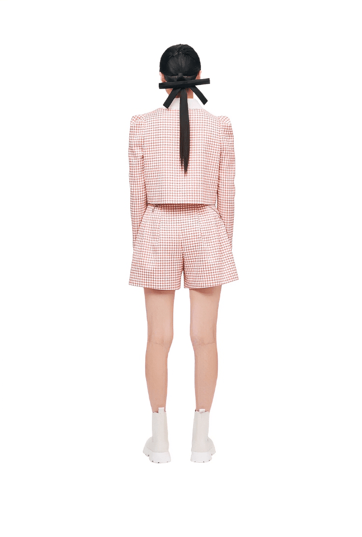 puff sleeve grid short jacket - Vera Lumina