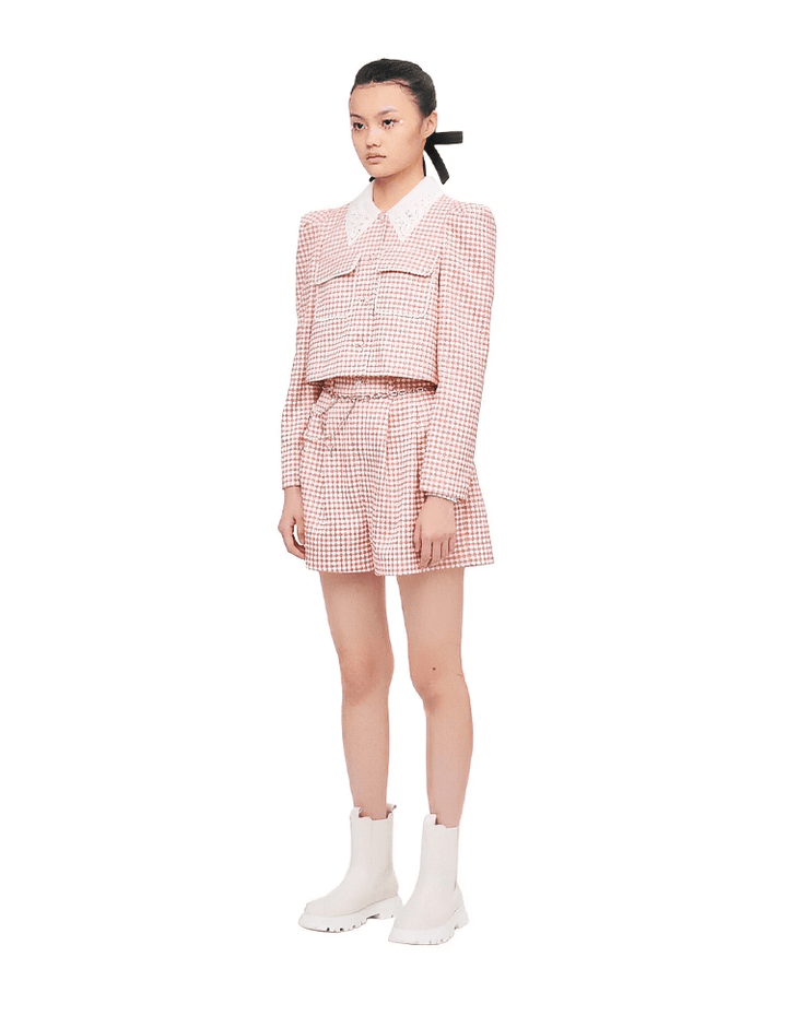 puff sleeve grid short jacket - Vera Lumina