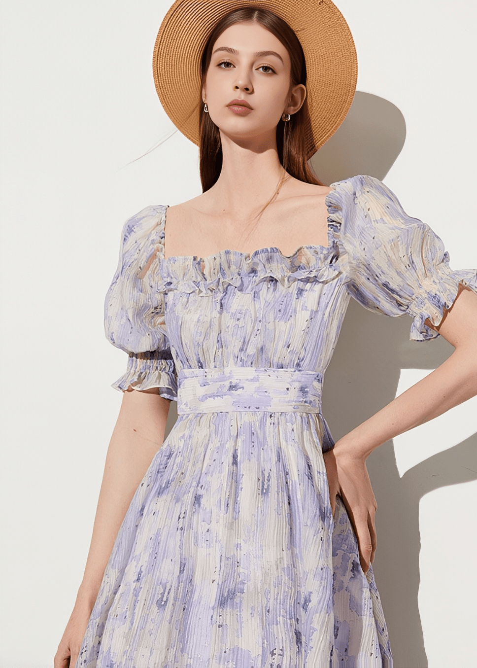 PUFF SLEEVE SMOCKED FLORAL DRESS - Vera Lumina