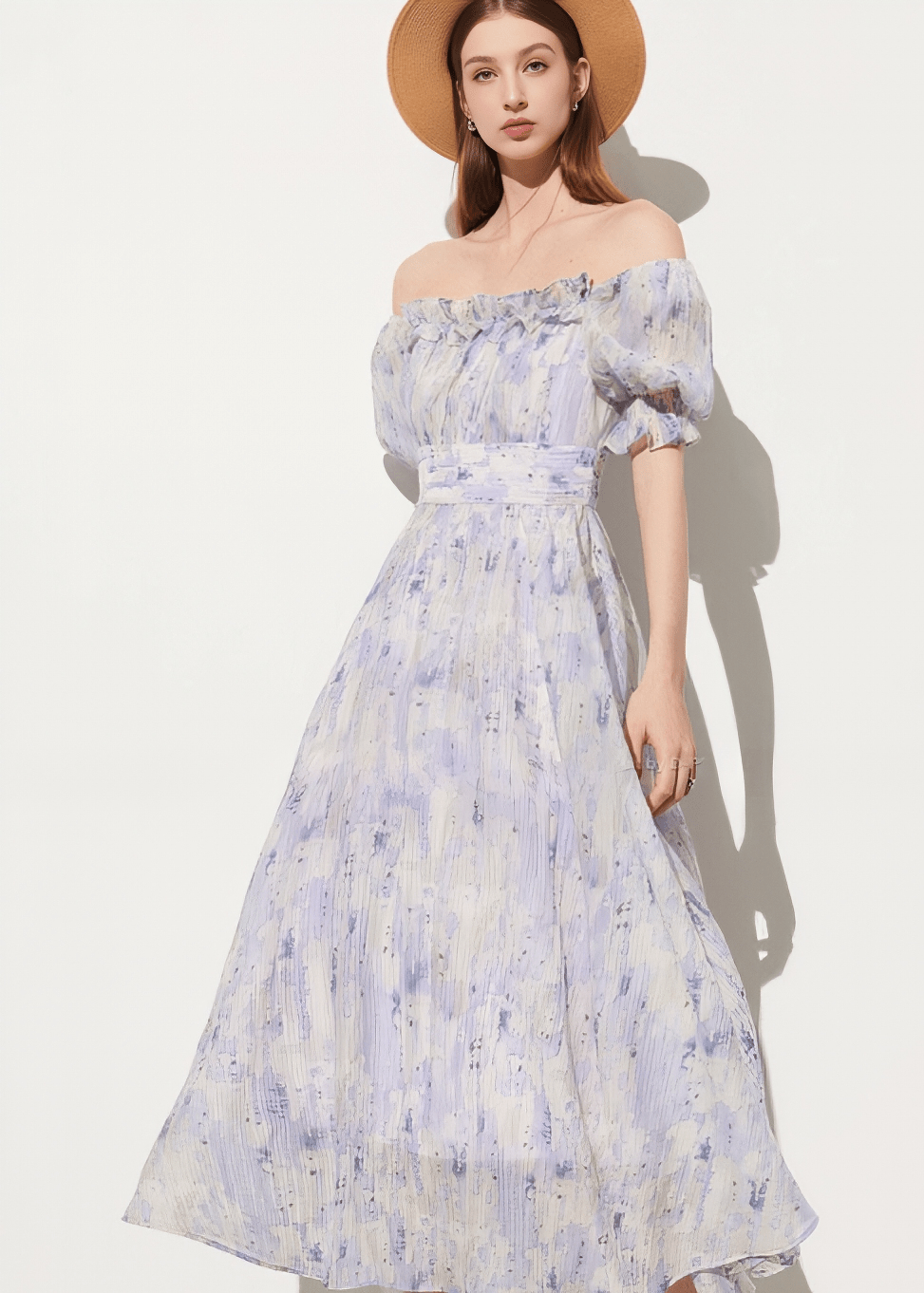 PUFF SLEEVE SMOCKED FLORAL DRESS - Vera Lumina
