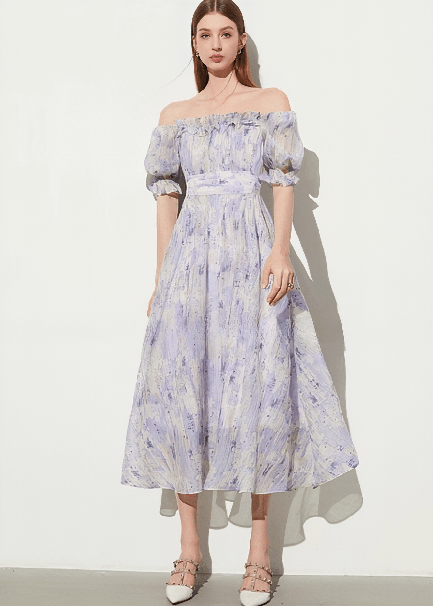 PUFF SLEEVE SMOCKED FLORAL DRESS - Vera Lumina
