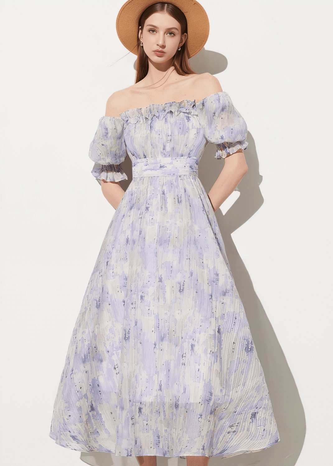 PUFF SLEEVE SMOCKED FLORAL DRESS - Vera Lumina