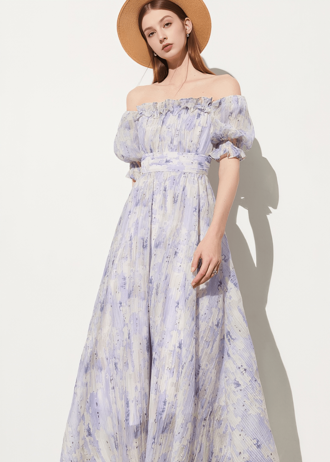 PUFF SLEEVE SMOCKED FLORAL DRESS - Vera Lumina