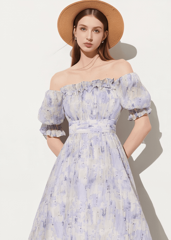 PUFF SLEEVE SMOCKED FLORAL DRESS - Vera Lumina