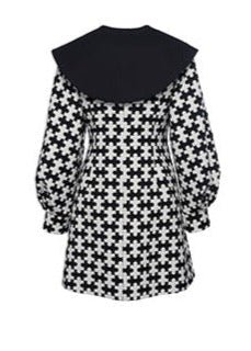puzzle houndstooth long sleeve dress - Vera Lumina