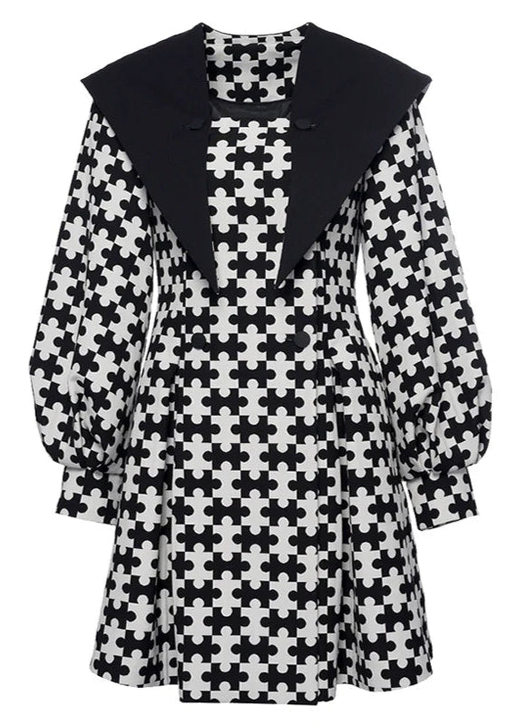 puzzle houndstooth long sleeve dress - Vera Lumina