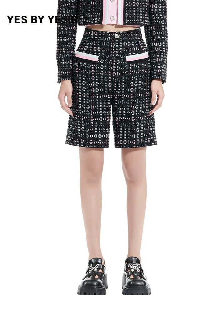 rebellious high - waisted plaid tweed skirt - Vera Lumina