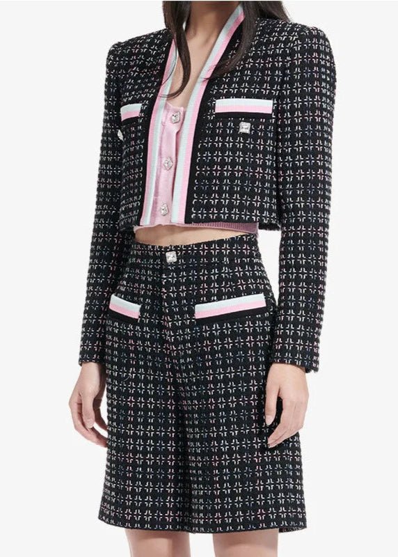 rebellious high - waisted plaid tweed skirt - Vera Lumina