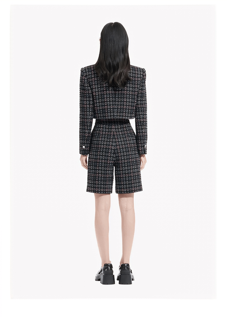 rebellious high - waisted plaid tweed skirt - Vera Lumina