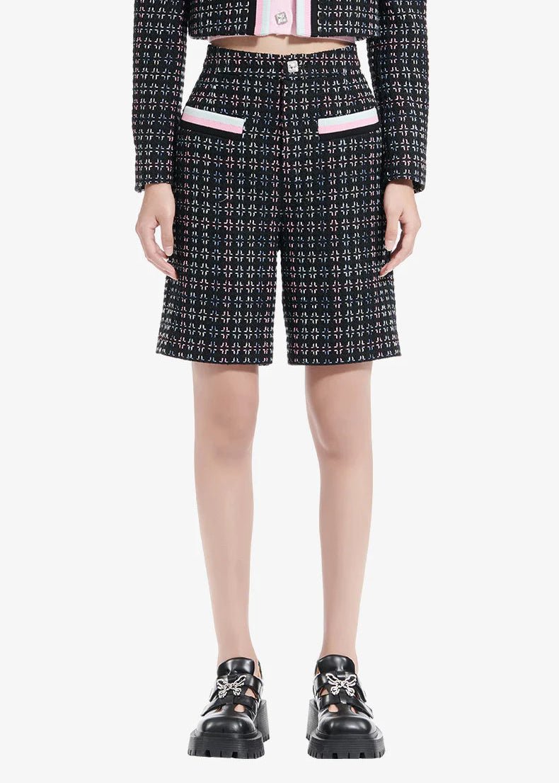 rebellious high - waisted plaid tweed skirt - Vera Lumina