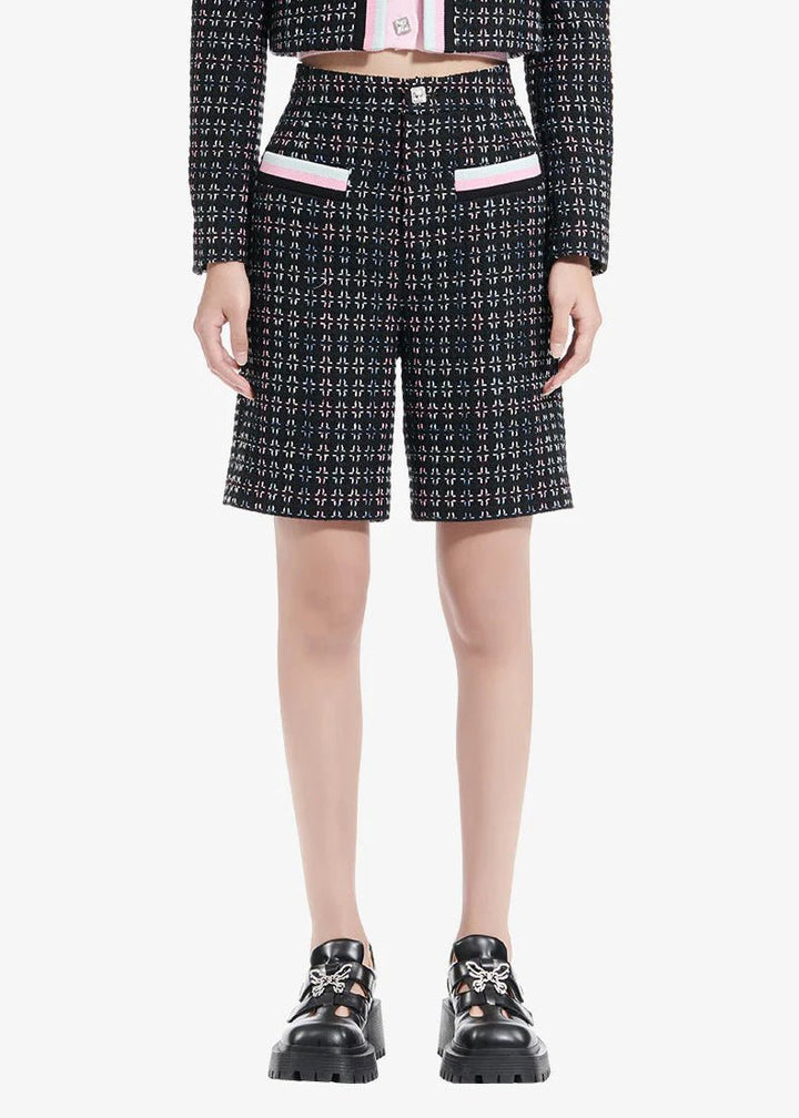 rebellious high - waisted plaid tweed skirt - Vera Lumina