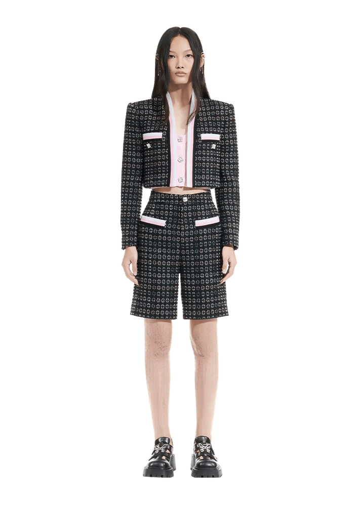 rebellious high - waisted plaid tweed skirt - Vera Lumina