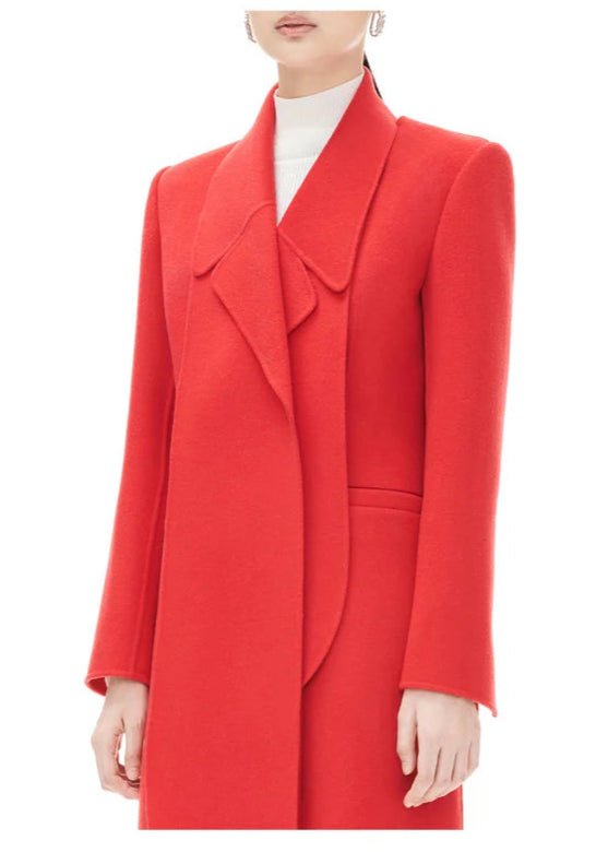 red slim flower wool coat - Vera Lumina