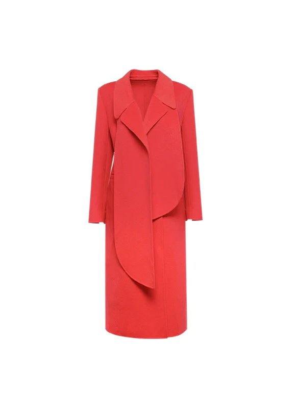 red slim flower wool coat - Vera Lumina