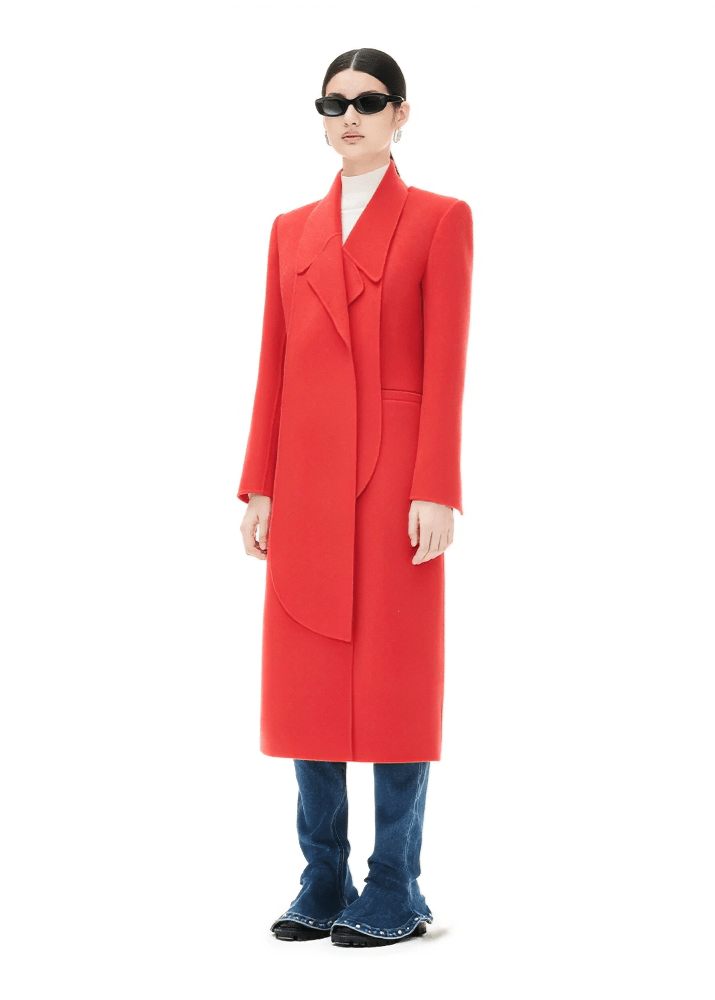 red slim flower wool coat - Vera Lumina
