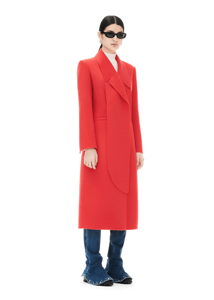 red slim flower wool coat - Vera Lumina