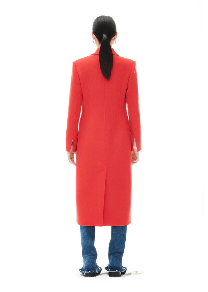 red slim flower wool coat - Vera Lumina