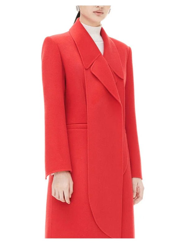 red slim flower wool coat - Vera Lumina