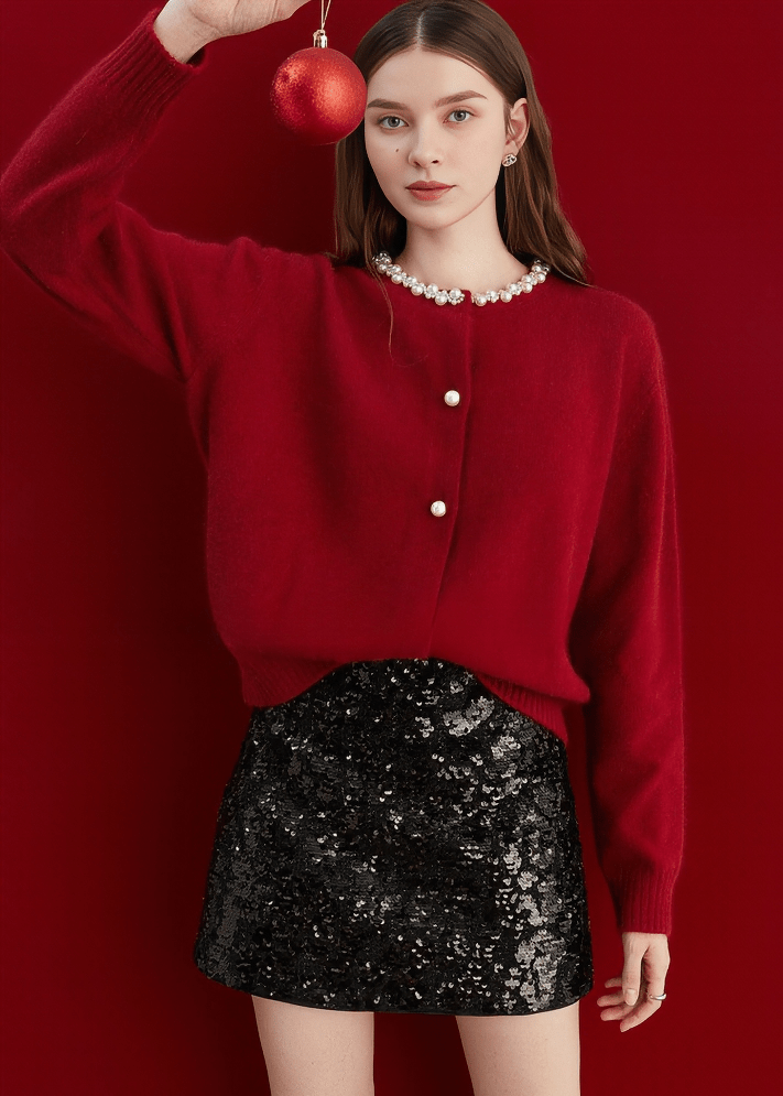 REGENCY PEARL COLLAR CARDIGAN - Vera Lumina