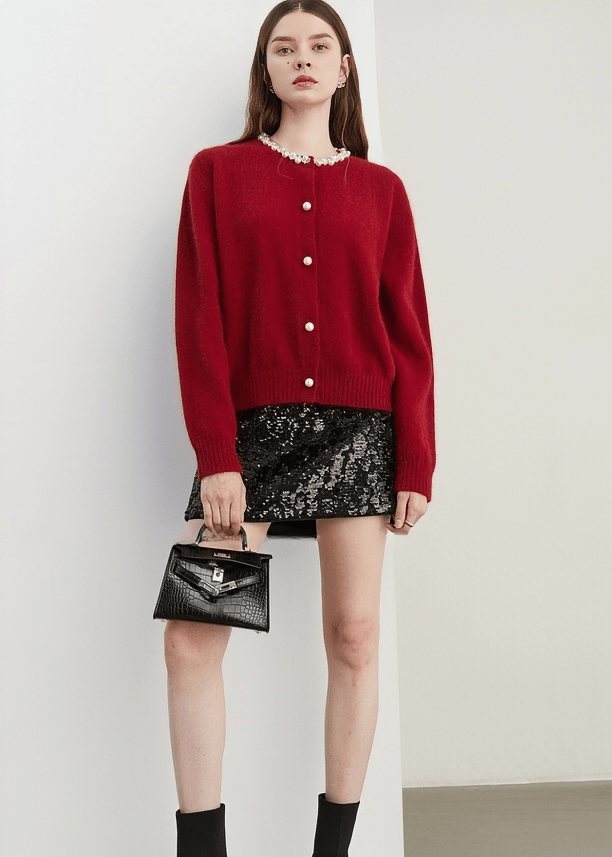 REGENCY PEARL COLLAR CARDIGAN - Vera Lumina