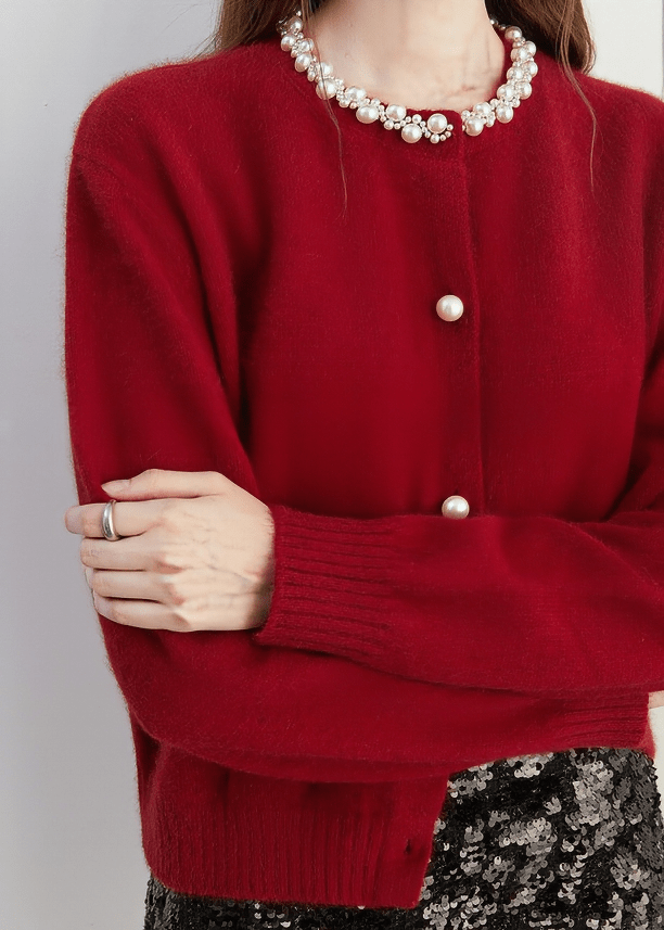 REGENCY PEARL COLLAR CARDIGAN - Vera Lumina