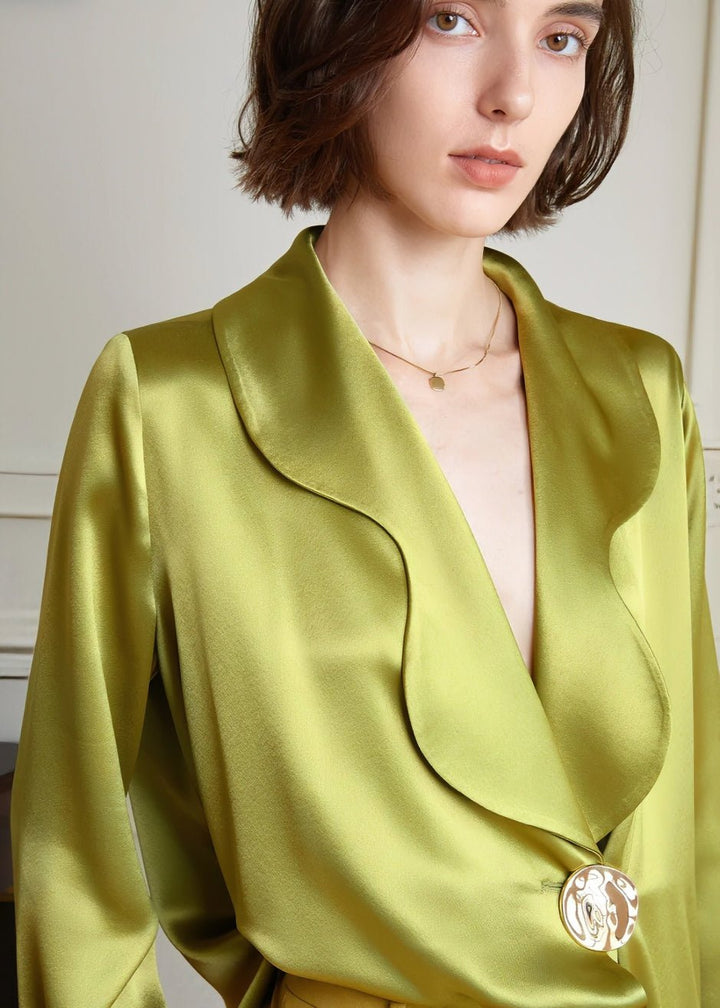 Retro green asymmetry shirt tops - Vera Lumina
