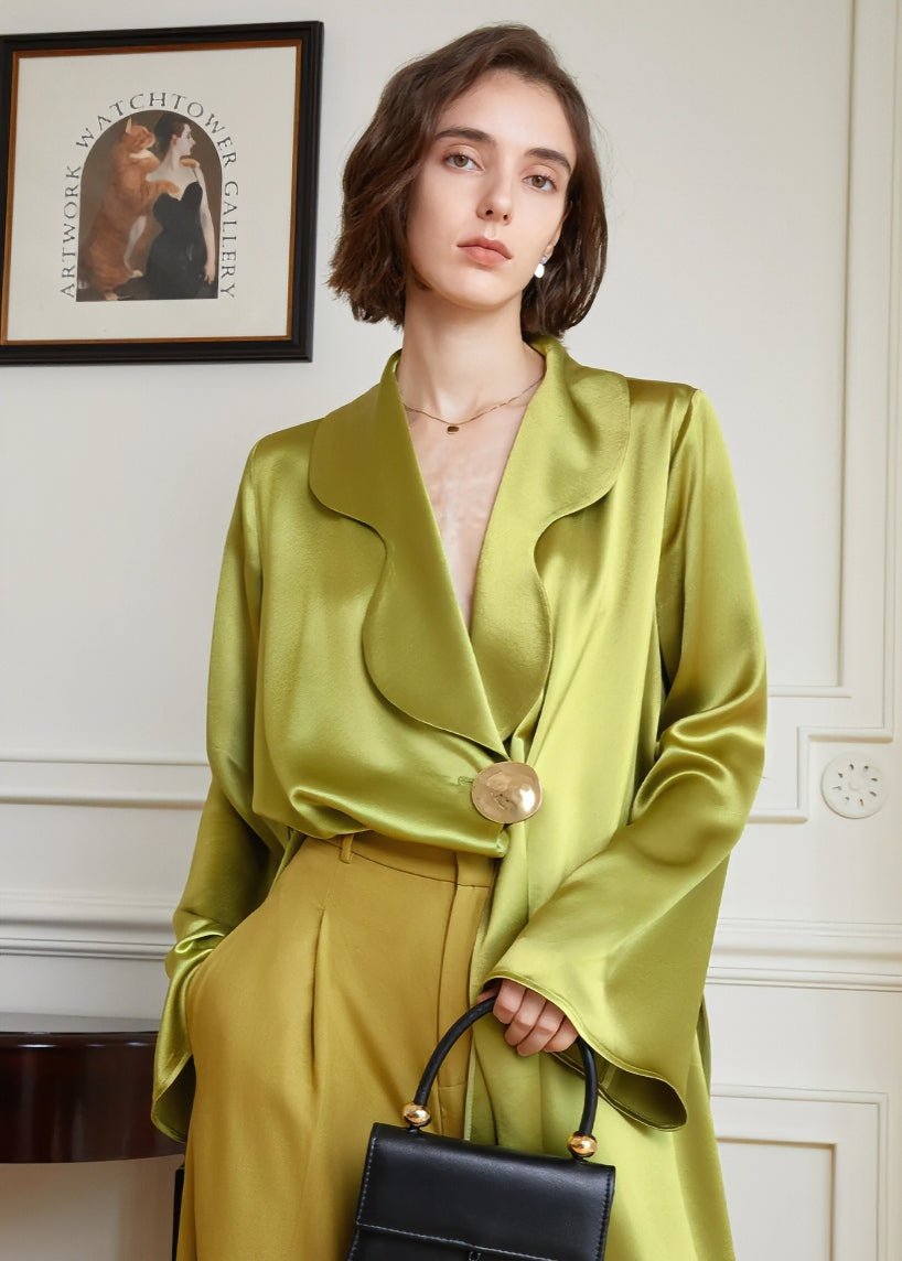 Retro green asymmetry shirt tops - Vera Lumina