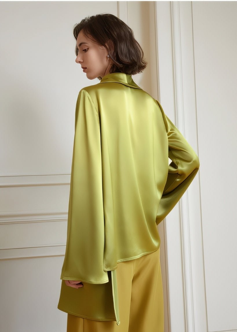 Retro green asymmetry shirt tops - Vera Lumina