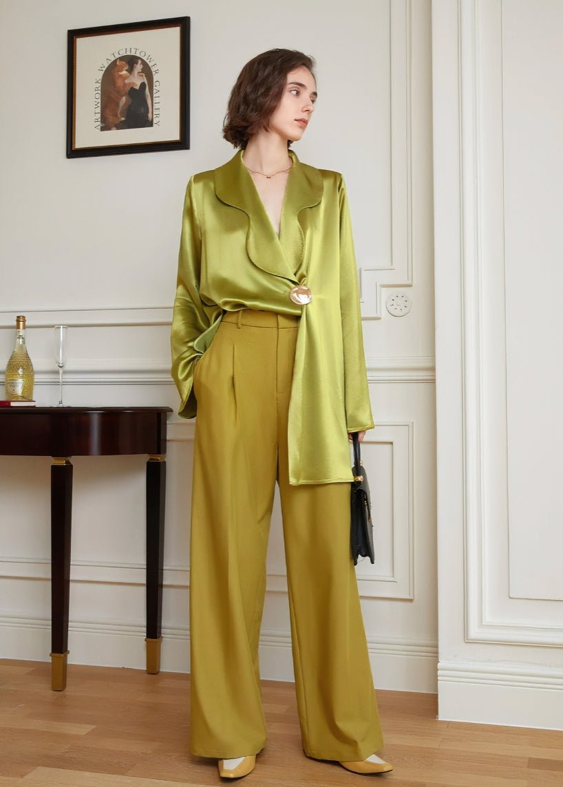 Retro green asymmetry shirt tops - Vera Lumina