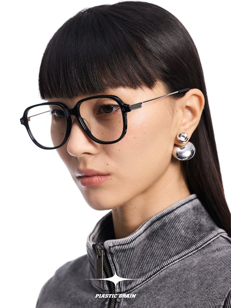 Retro square plain college style eyeglasses - Vera Lumina