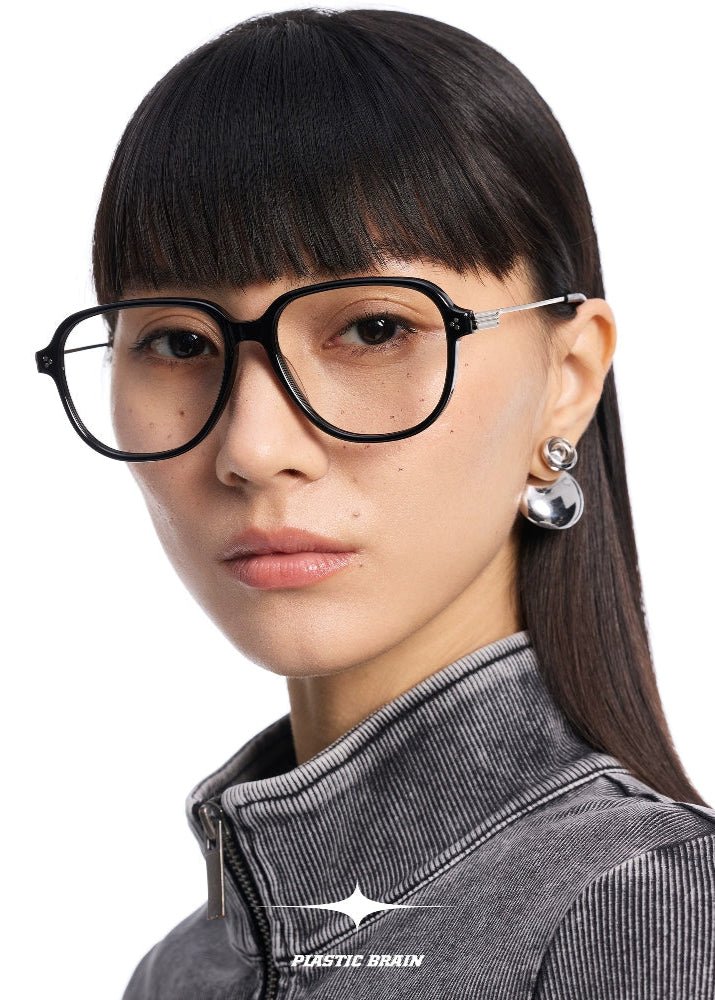 Retro square plain college style eyeglasses - Vera Lumina