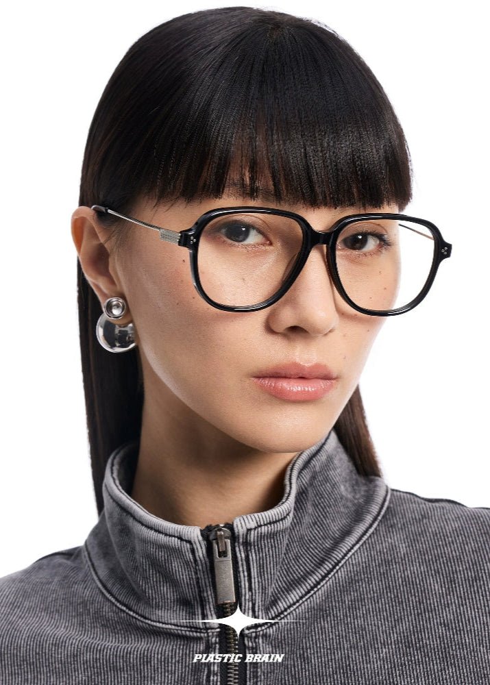 Retro square plain college style eyeglasses - Vera Lumina