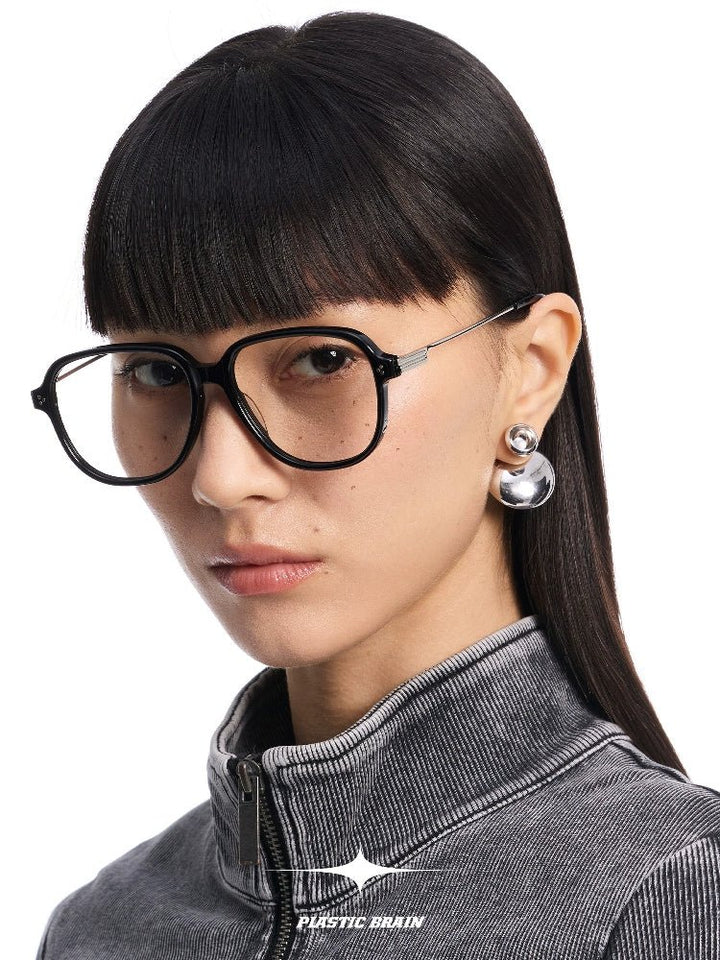 Retro square plain college style eyeglasses - Vera Lumina