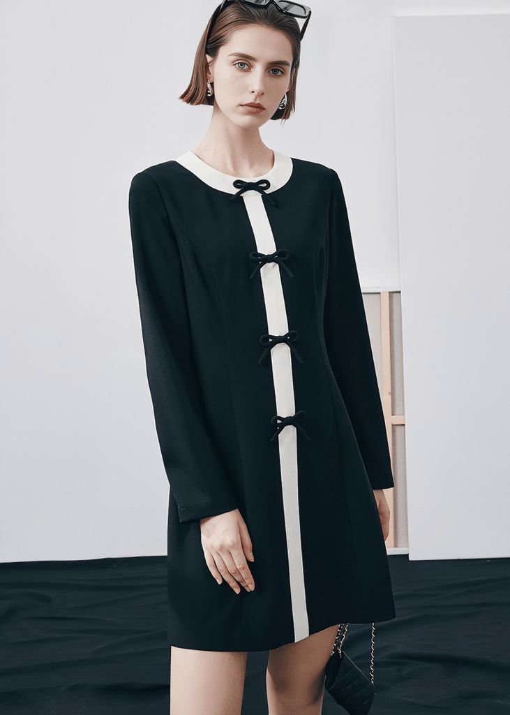 RIBBON CLASP COLLAR DRESS - Vera Lumina