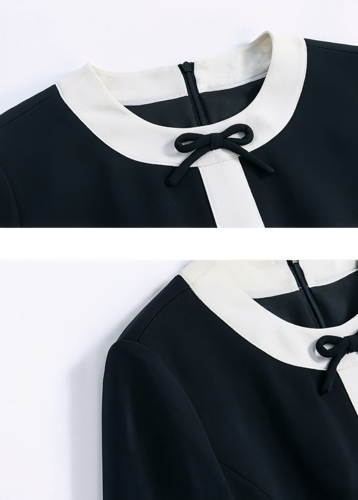 RIBBON CLASP COLLAR DRESS - Vera Lumina