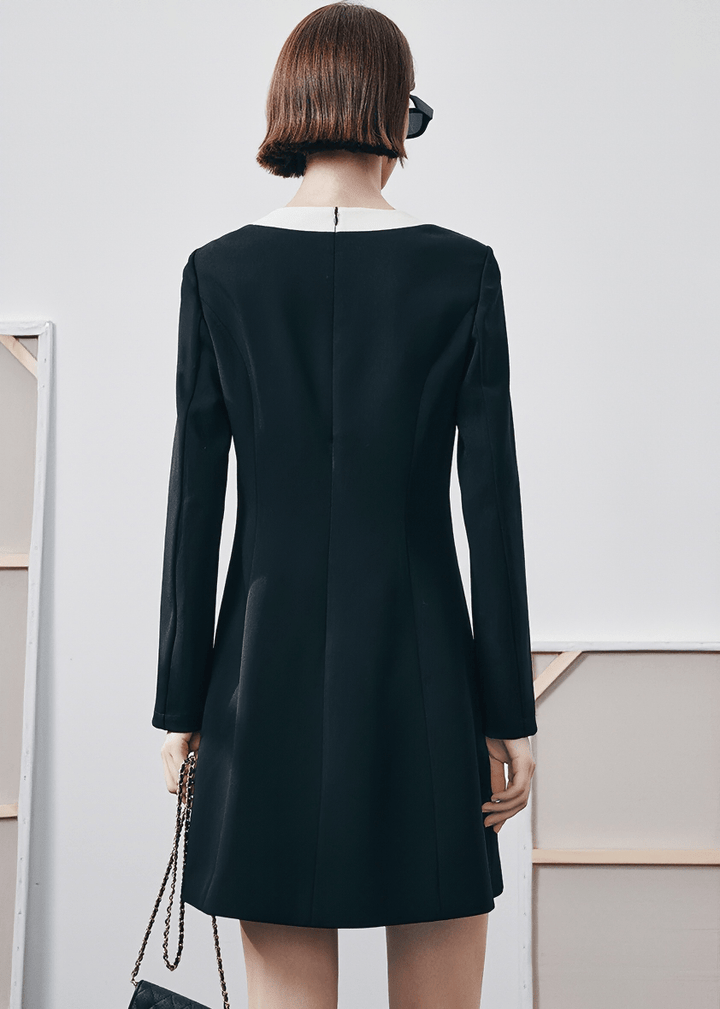 RIBBON CLASP COLLAR DRESS - Vera Lumina