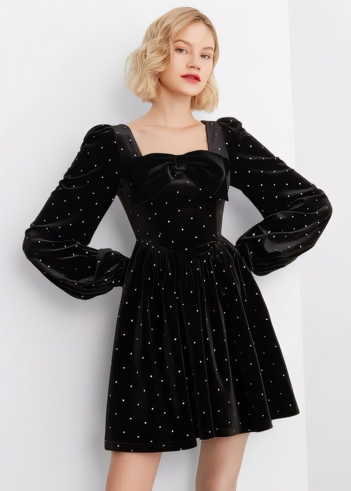 Ribbon Mini Velvet Dress - Vera Lumina