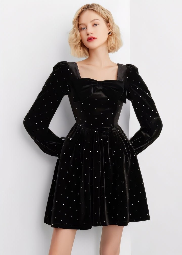 Ribbon Mini Velvet Dress - Vera Lumina